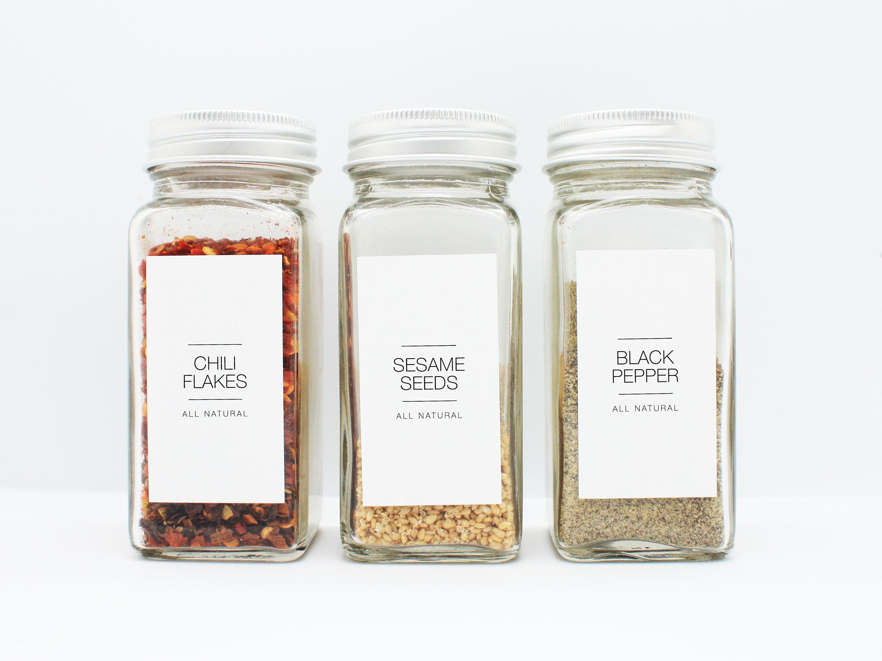 160 Minimalist White Spice Labels. Preprinted Modern Farmhouse