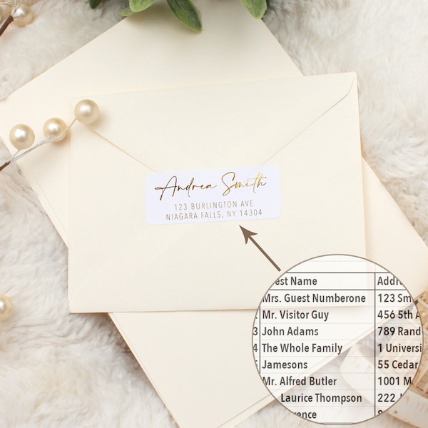 GUEST Address Labels • Gold Foil Stickers • Wedding Labels • Custom Address Label • Personalized Address Label • Airy Thin Gold Style Labels