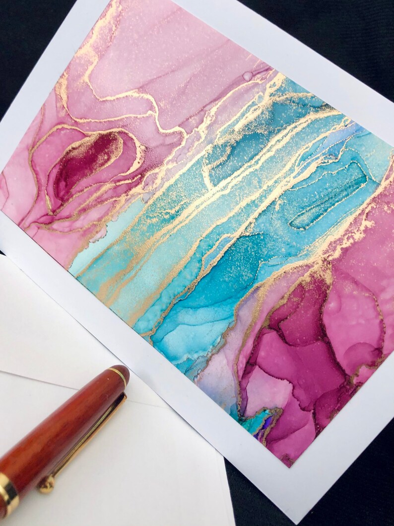 Original artwork birthday card Blank inside wedding Mother\u2019s Day Anniversary Set of 2.