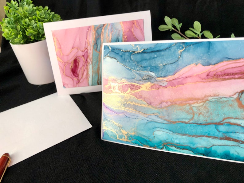 Original artwork birthday card Blank inside wedding Mother\u2019s Day Anniversary Set of 2.