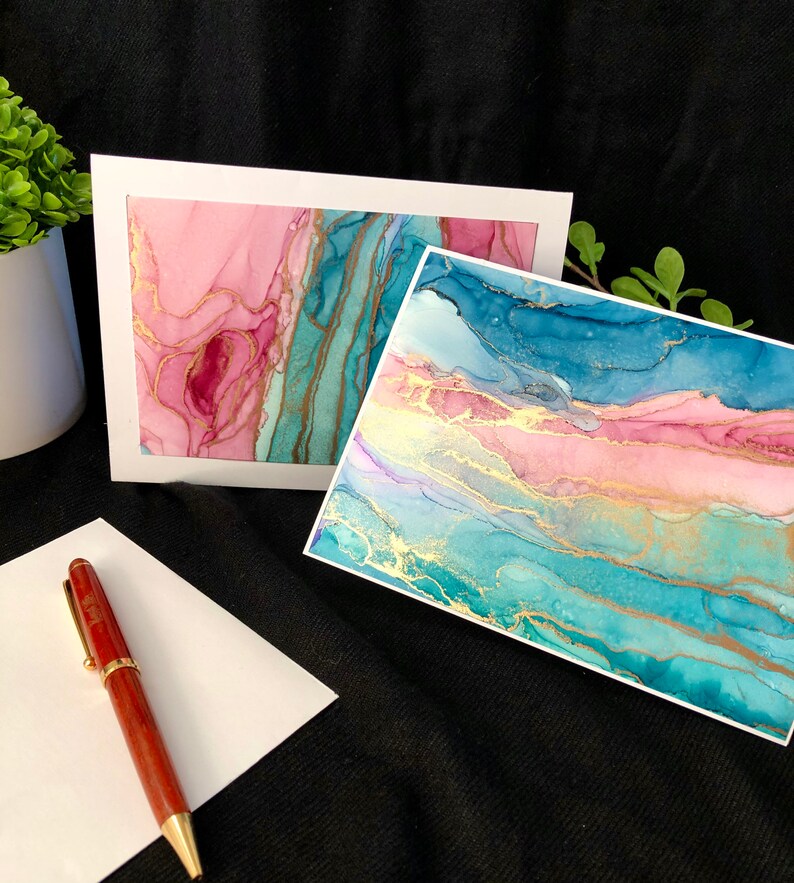 Original artwork birthday card Blank inside wedding Mother\u2019s Day Anniversary Set of 2.
