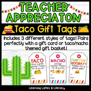 Teacher Appreciation Taco Gift Tags End of School Taco Bout A Great Teacher Nacho Average Teacher Gift Tags Chip Chip Hooray Teacher Gift