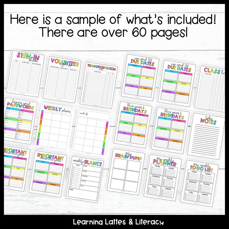 Teacher Planner Binder Printables 20232024 Calendars Teacher