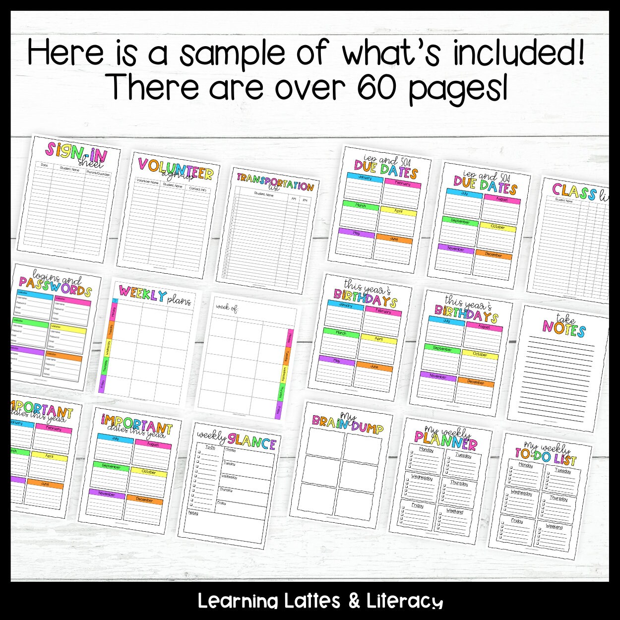 Teacher Planner Binder Printables 20232024 Calendars Teacher