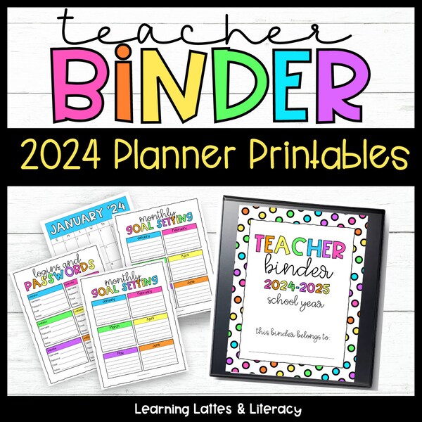 Teacher Planner Binder Printables 2023-2024 Calendars Teacher Checklists Teacher To-Do Lists Lesson Planning Templates Lesson Plan Binder