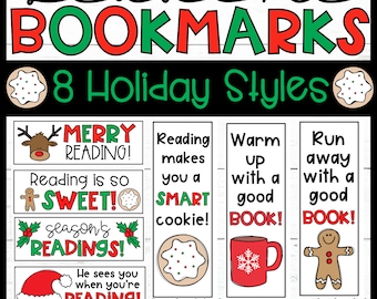 Christmas Bookmarks for Students Holiday Bookmarks | Merry Reading Holiday Student Gift Tags | Student Gift Instant Download Christmas