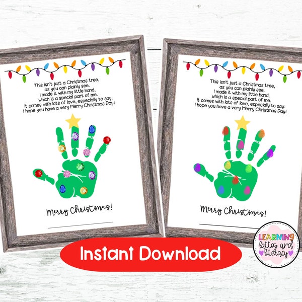 Christmas Tree Handprint Poem Template Craft Christmas Holiday Handprint Craft December Instant Digital Download Child Handprint Poem