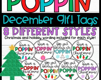 Poppin Christmas Tags Poppin Holidays | Pop-it Popcorn Blow Pop Holiday Student Gift Tags | Teacher Gift Tags Christmas Ideas DIY