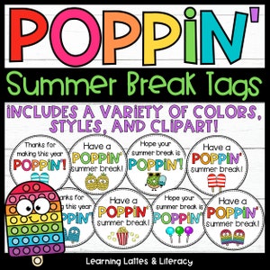 Poppin Summer Gift Tags Poppin End of School Year Popsicle Student Gift Tags | Pop-it Fidget Tags Popcorn Blow Student Gift Tags