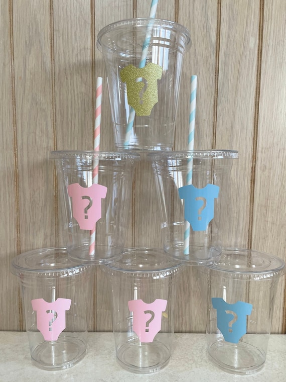 Gender Reveal Disposable Cups With Lids Straws Etsy