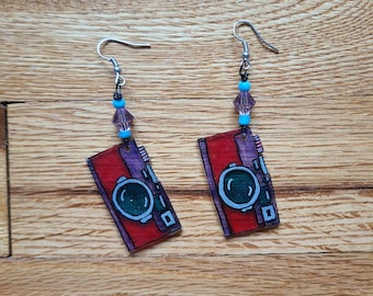 Pendientes colgantes de cámara vintage
