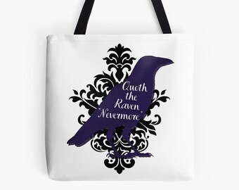 Tote con estampado de cuervo de Edgar Allen Poe