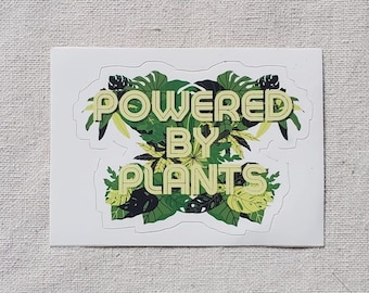 Etiqueta engomada del vinilo de Powered By Plants