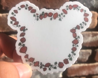 Floral Orange Poppy Mickey Head Sticker | Mickey Vinyl Sticker | Mickey notebook sticker | Mickey Laptop sticker | Disney Fan