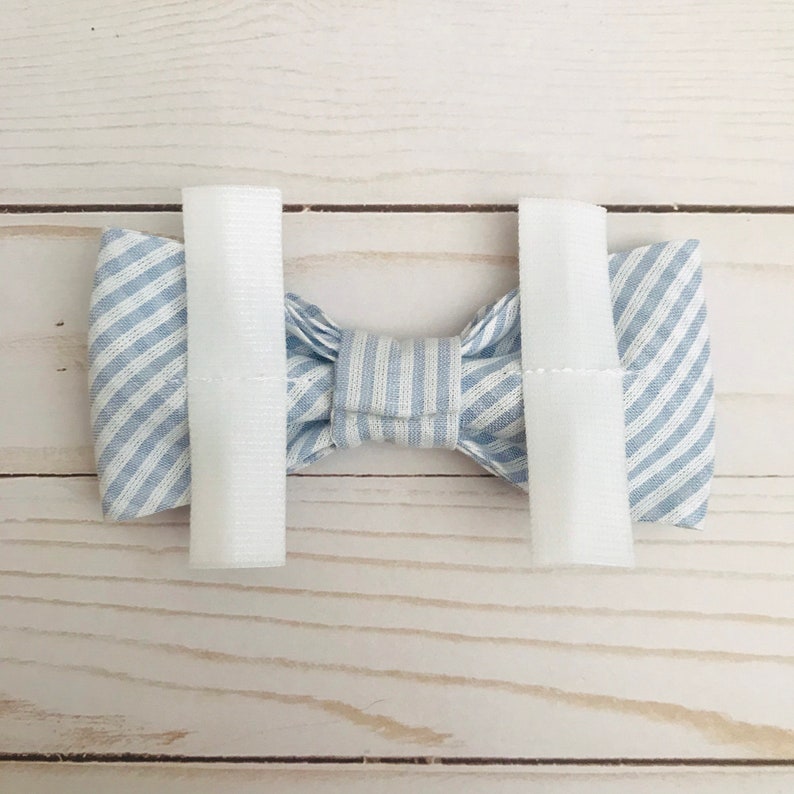Preppy Bowtie for Dog Collar Blue and White Seersucker Pet Bow Tie Dog Bowtie for Wedding Dog Bowtie