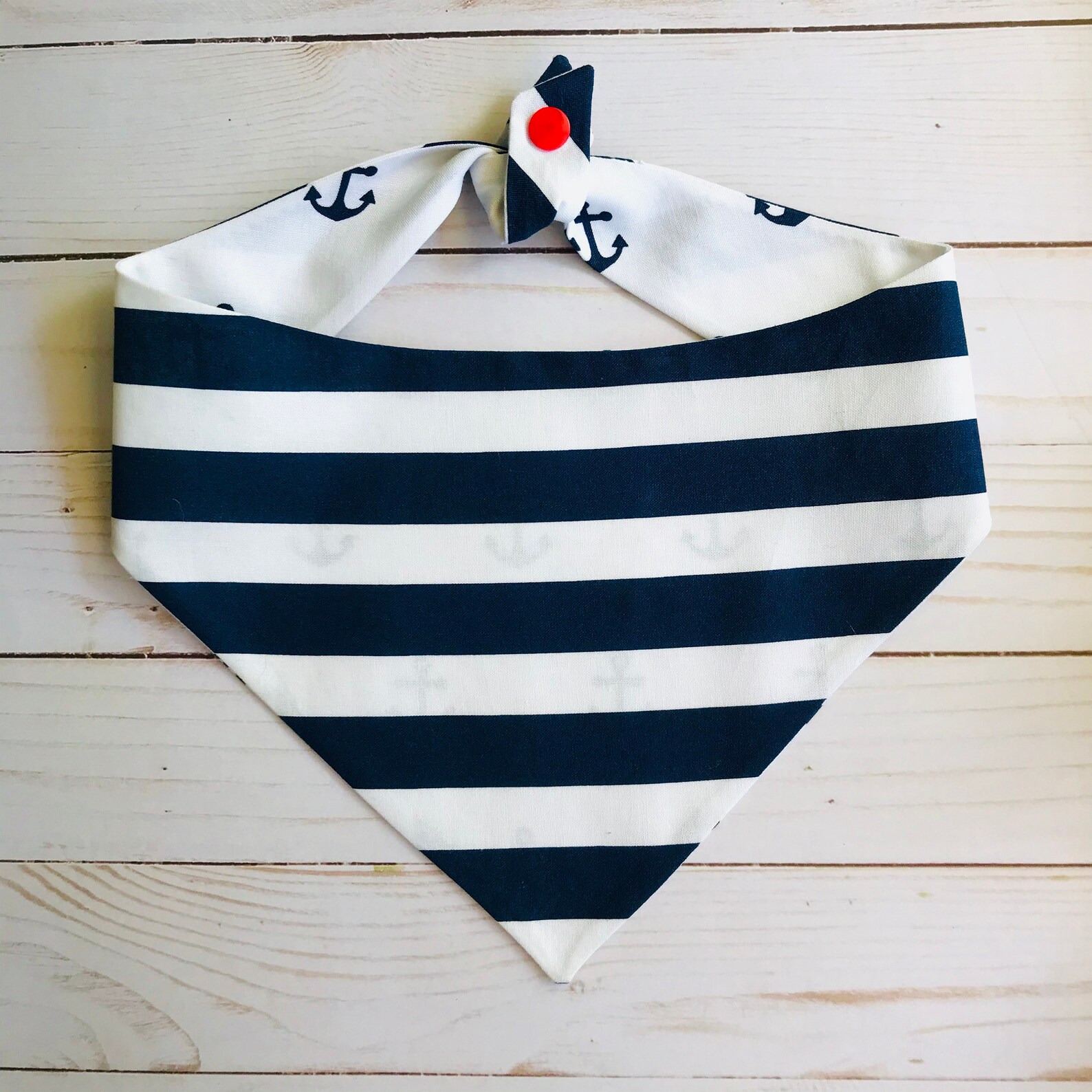 Dog Bandana Reversible Navy and White Stripe Tie On Pet Etsy