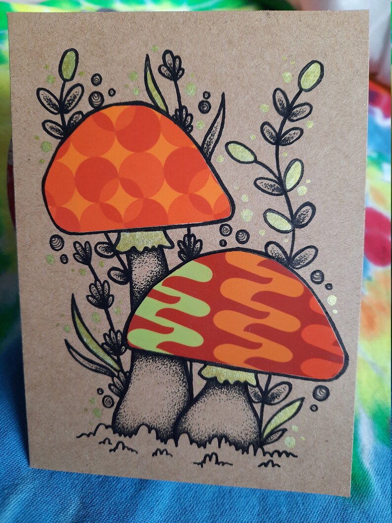 A6 70s Mushroom card No.2