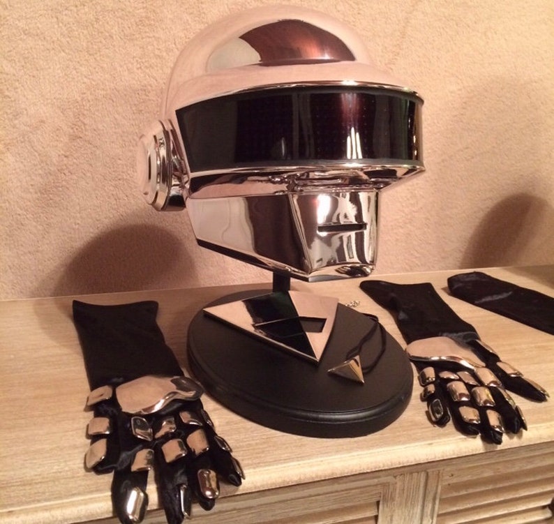 Daft punk thomas bangalter full led helmet with gloves stand | Etsy