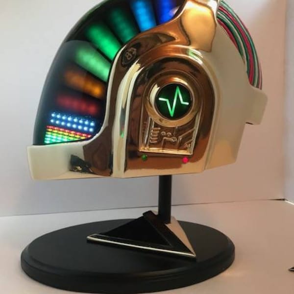 Daft punk guy gold chrome helmet with full LEDs and accessories