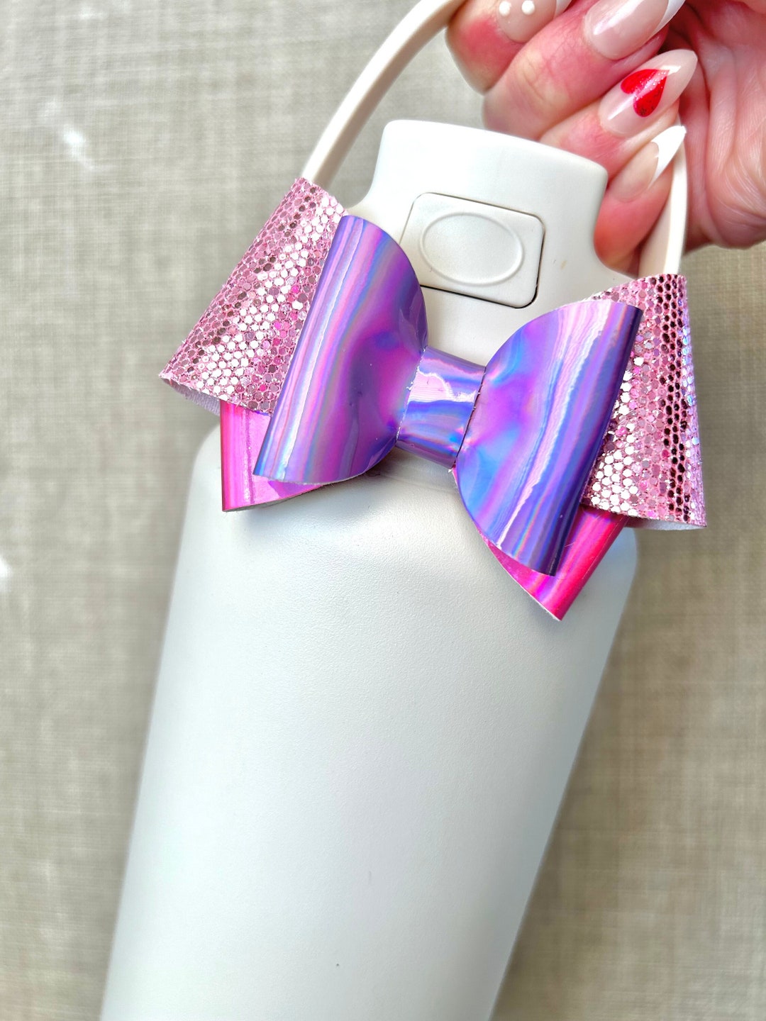Tumbler Cup Bow Pink and Purple Glitter Tumbler Bow Bows for Stanley ...