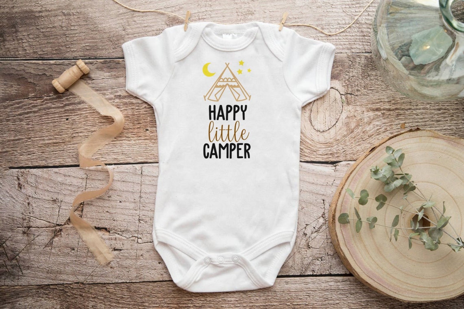 Happy Little Camper Baby Onesie Happy Little Camper Baby Etsy