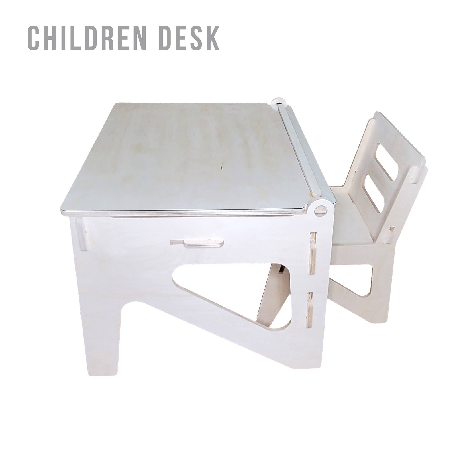 Plywood Children Desk with Chair and Clear Plastic Table Etsy