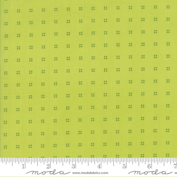 Hey Dot by Zen Chic for Moda Fabrics | One Yard Cut | Green with green dots in a square | Modern quilt fabric | Blender quilt fabric |