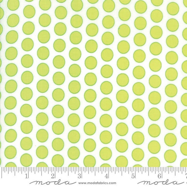 Moda Fabrics Frolic Grass Green Fabric by the Yard and Half Yard (continuous cut available) Large green polka dots