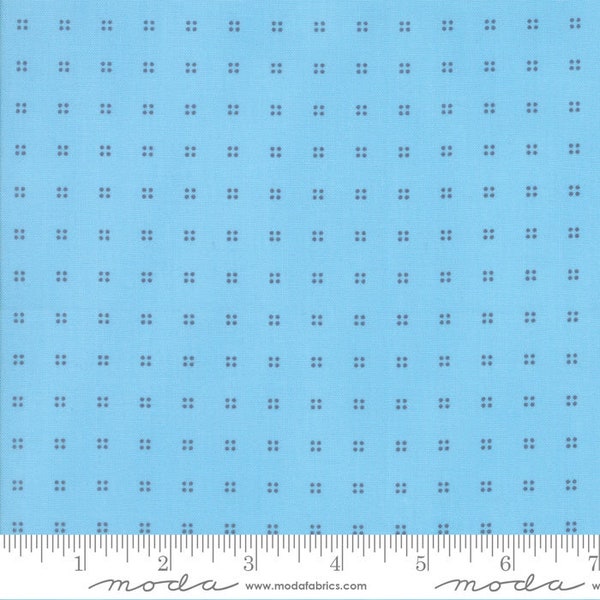 Hey Dot by Zen Chic for Moda Fabrics | One Yard Cut | Blue with gray/blue dots in a square | Modern quilt fabric | Blender quilt fabric |