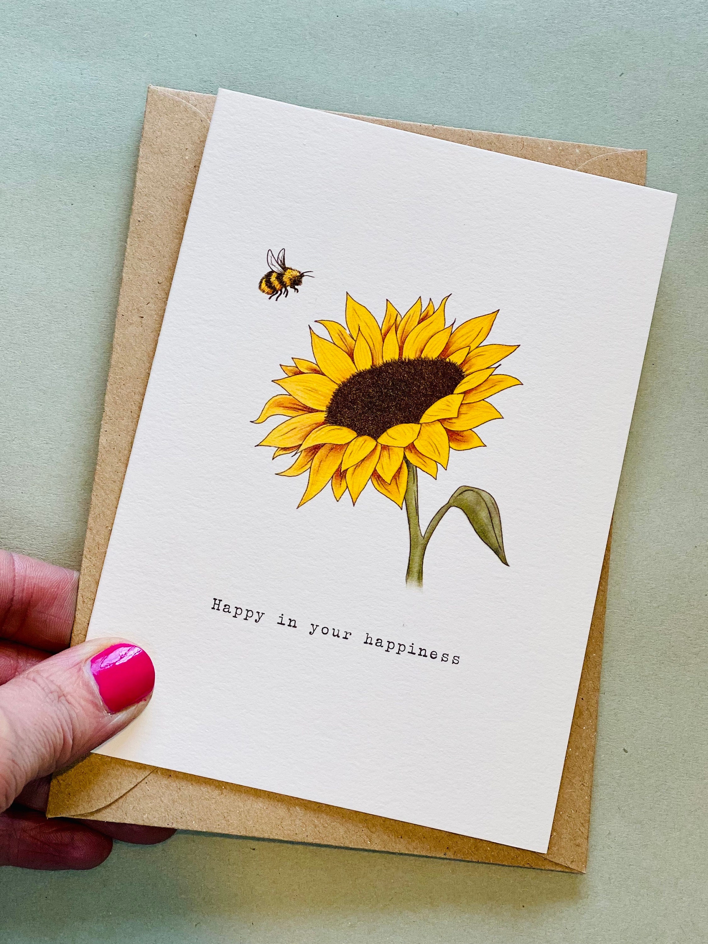 Bumble bee picture // sunflower card | Etsy