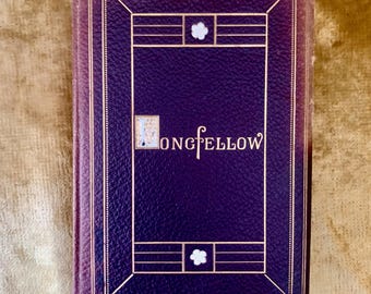 Una copia antigua eduardiana encuadernada en cuero de Las obras poéticas de Longfellow 1906