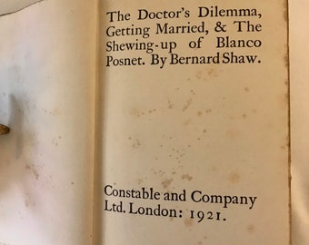 1921 6th Imp of a First Edition 3 Plays by George Bernard Shaw