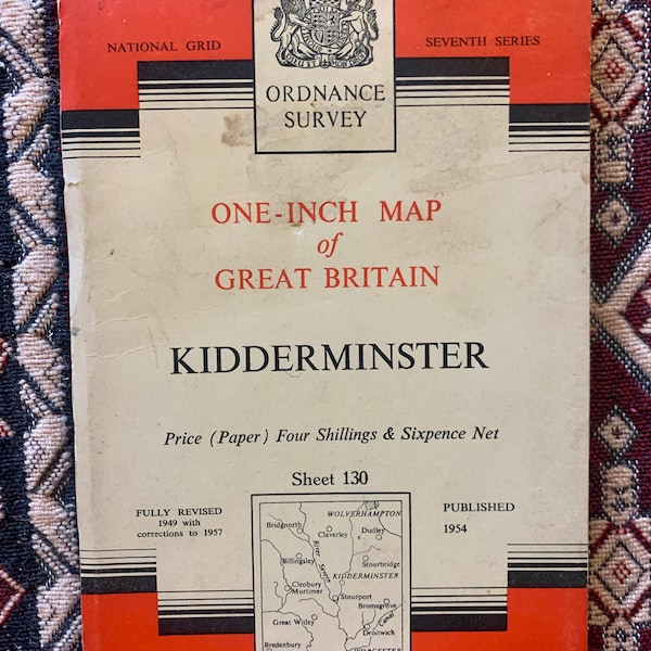 1950s Ordnance Survey Map of Kidderminster and Surroundings