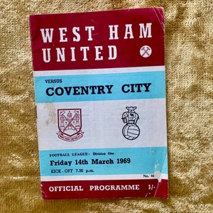 Vintage 1969 Football Programme - West Ham v Coventry City