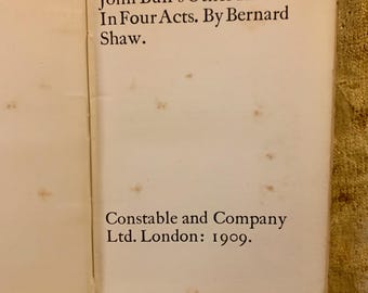 First Edition Antique Book: George Bernard Shaw's 'John Bull's Other Island' (1909)