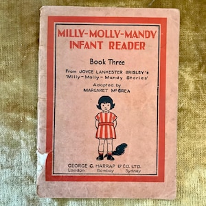 Très rare livre pour enfants des années 30 « Milly-Molly-Mandy Infant Reader Book Three » adapté par Margarent McCrea