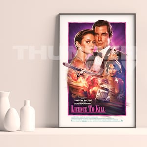 Licence To Kill LARGE FORMAT Retro Painted James Bond 007 Movie Poster Art Print - 24x36in / 27x40in