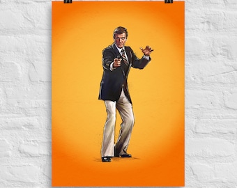 James Bond poster - Roger Moore poster - James Bond Art -  wall art movie poster, Christmas gift for him