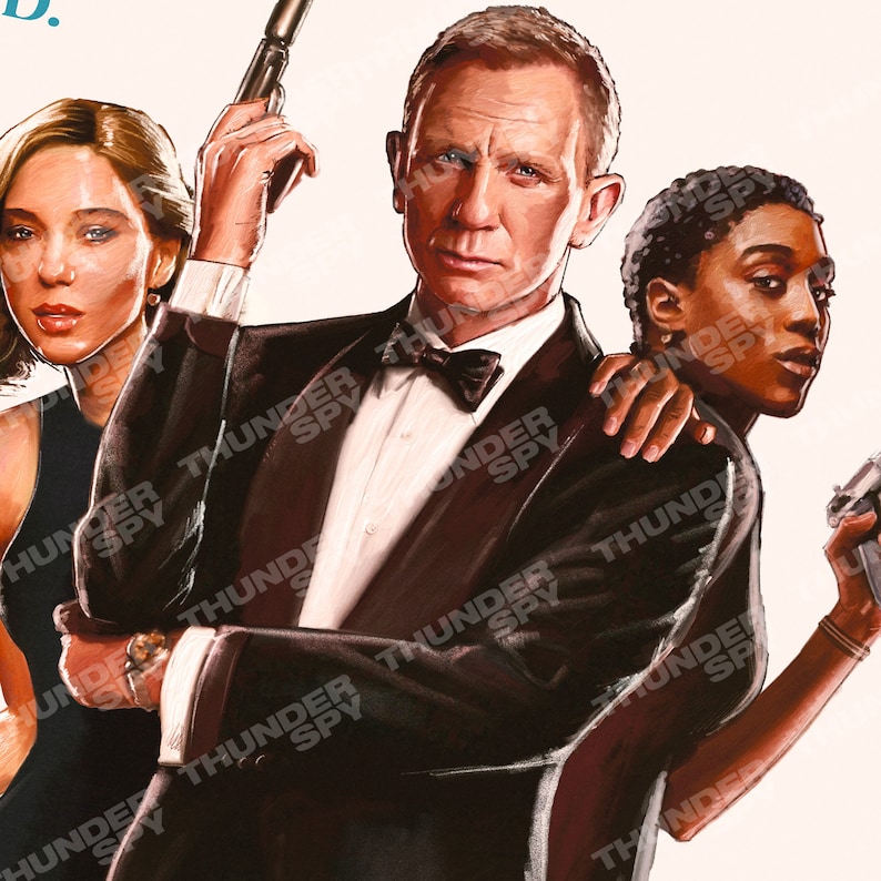 No Time To Die '83 A3 Retro Painted James Bond 007 Movie Poster Premium Giclée Art Print image 2