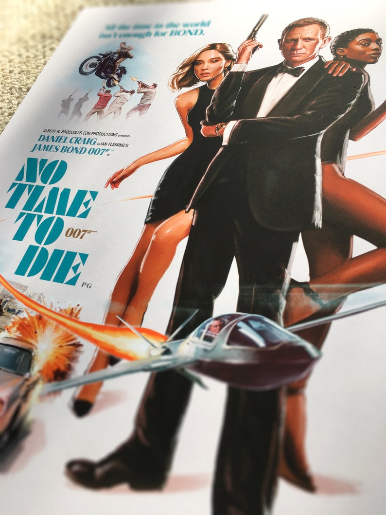 No Time To Die '83 A3 Retro Painted James Bond 007 Movie Poster Premium Giclée Art Print image 6