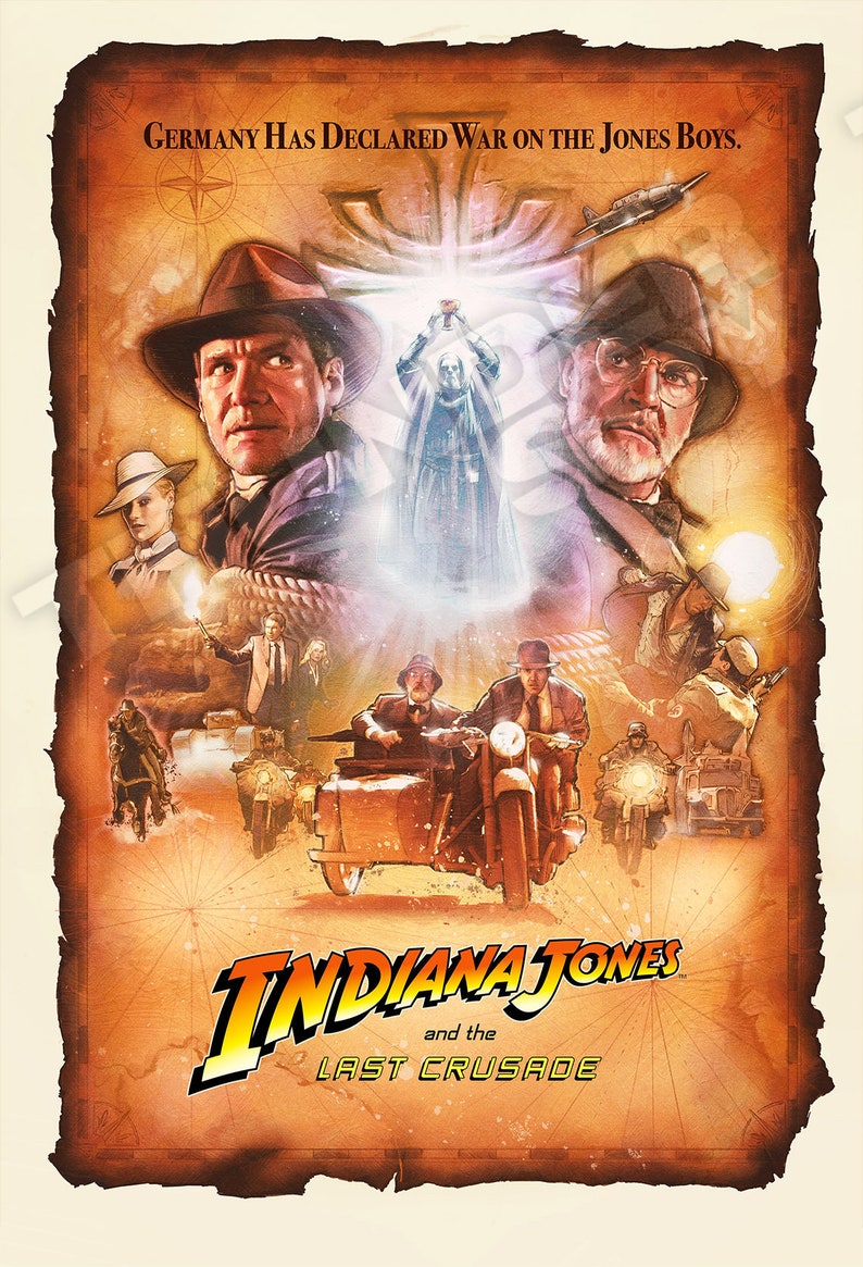Indiana Jones and the Last Crusade Movie Poster Art Print Etsy