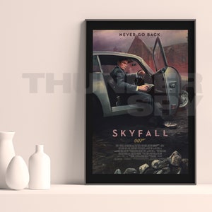 Skyfall LARGE FORMAT Retro Painted James Bond 007 Movie Poster Art Print - 24x36in / 27x40in