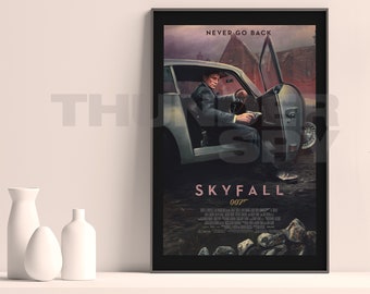 Skyfall LARGE FORMAT Retro Painted James Bond 007 Movie Poster Art Print - 24x36in / 27x40in