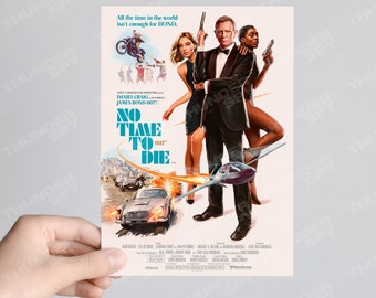 No Time To Die '83 A5 Retro Painted James Bond 007 Movie Poster Art Card