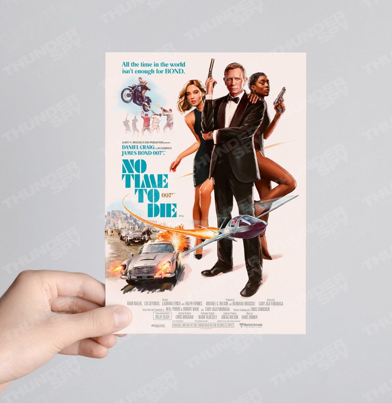 No Time To Die '83 A5 Retro Painted James Bond 007 Movie Poster Art Card image 1