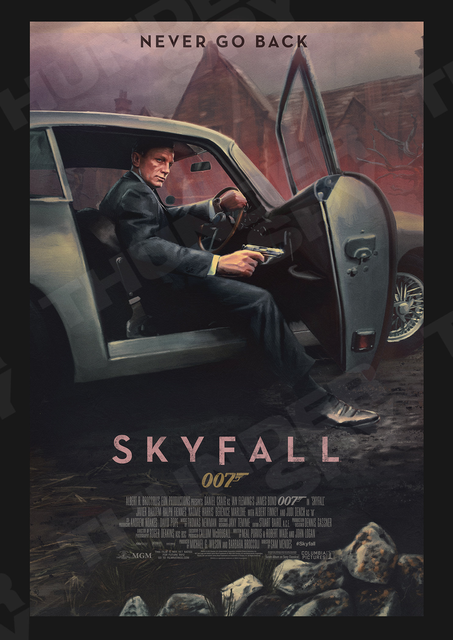 Skyfall LARGE FORMAT Retro Painted James Bond 007 Movie Poster Art