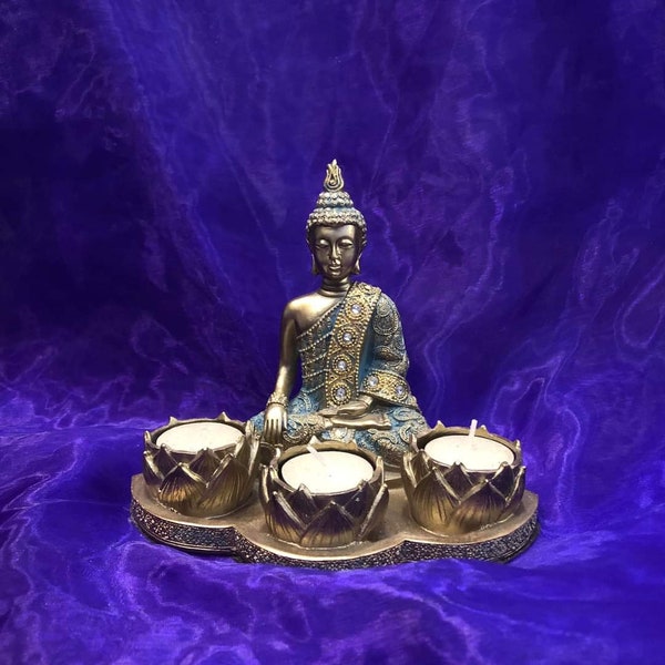 Triple buddha tealight holder