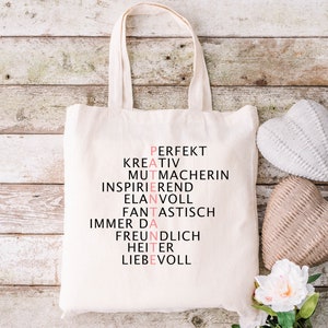 Schenke Freude - Eine nachhaltige Patentante Stofftasche aus Baumwolle!, Baumwolltasche Geschenk Patentante, Patentenkind / Farbe Natur