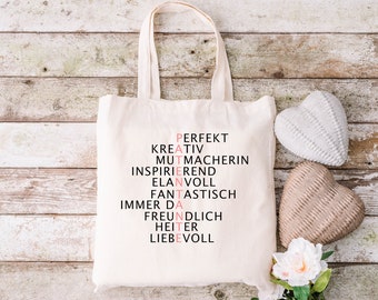 Schenke Freude - Eine nachhaltige Patentante Stofftasche aus Baumwolle!, Baumwolltasche Geschenk Patentante, Patentenkind / Farbe Natur