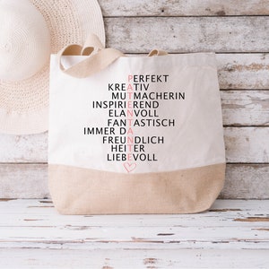 Schenke Freude - Eine nachhaltige Patentante Stofftasche aus Baumwolle und Jute !, Baumwolltasche Geschenk Patentante, Patentenkind *Jute*